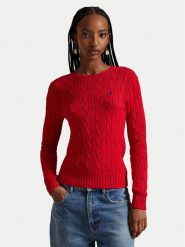 Polo Ralph Lauren Sweter 211971869502 Czerwony Slim Fit. Czerwone swetry Polo Ralph Lauren, s, bez wzorów, z bawełny, bez ramiączek. Za 949.99 zł.