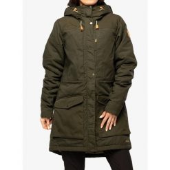 Kurtka ocieplana damska Fjallraven Singi Wool Padded Parka. Zielone płaszcze Fjällräven, bez wzorów, sportowe, bez kaptura. Za 2,297.60 zł.