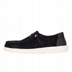 HEYDUDE Damskie Mokasyny Wendy Crochet Lace. Czarne mokasyny Hey dude, bez wzorów, z materiału. Za 359.00 zł.