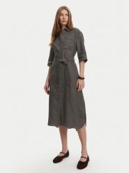 Max Mara Leisure Sukienka koszulowa Salute 2516221028 Zielony Regular Fit. Zielone sukienki Max Mara Leisure, bez wzorów, ze lnu, bez kołnierzyka, bez ramiączek, koszulowe. Za 809.99 zł.