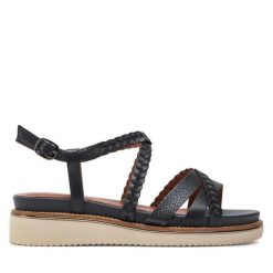 Sandały Tamaris. Niebieskie sandały Tamaris, bez wzorów, bez obcasa, na płaskiej podeszwie, bez zapięcia. Za 319.99 zł.