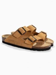 BACKSUN Klapki "Bali" w kolorze jasnobrązowym rozmiar: 36. Brązowe klapki Backsun, bez wzorów, z materiału, klasyczne, z otwartym noskiem, bez obcasa, bez zapięcia. Za 130.99 zł.