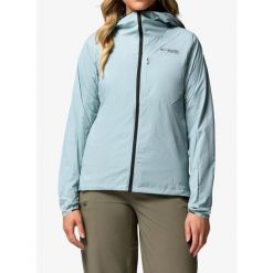 Kurtka wiatrówka damska Columbia Khyex Pro Wind Jacket. Niebieskie kurtki przejściowe sportowe Columbia, bez wzorów, z softshellu, bez kaptura, trekkingowe. Za 478.49 zł.