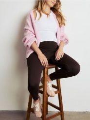 Gładkie legginsy - ciemnobrązowy. Brązowe legginsy Reserved, bez wzorów, z dzianiny. Za 89.99 zł.