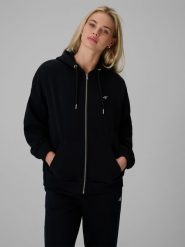 4F Bluza dresowa loose z kapturem damska - czarna M. Czarne bluzy 4f, m, bez wzorów, z dresówki, bez ramiączek, z kapturem. Za 159.99 zł.