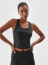 4F Top treningowy szybkoschnący damski - czarny XL. Czarne topy sportowe 4f, xl, bez wzorów, z dzianiny, na fitness i siłownię. Za 99.99 zł.