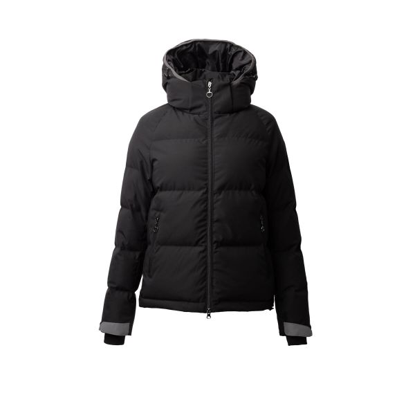 Damska kurtka puchowa Horze Dina. Czarne kurtki HORZE, bez wzorów, z materiału, eleganckie, bez kaptura. Za 465.50 zł.