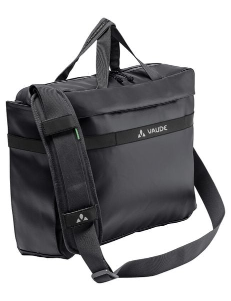 Torba na rower VAUDE Mineo. Czarne torby na laptopa Vaude, bez wzorów, z materiału. Za 658.40 zł.