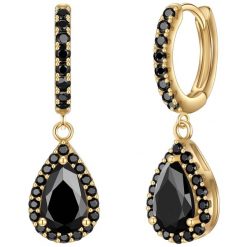 Glanzstücke München Creolen Sterling Silber gelbgold Zirkonia schwarz Kolczyki 1 ct Damski. Czarne kolczyki Glanzstücke München, z cyrkonią, pozłacane. Za 297.49 zł.