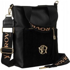 Shopperka czarna Rovicky TDR17095 CZ_GOD. Czarne torebki klasyczne ROVICKY, bez wzorów, ze skóry ekologicznej, na ramię, bez dodatków. Za 179.99 zł.