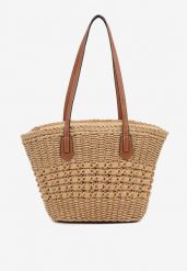 Ciemnobeżowa Pleciona Torebka Typu Shopper Ulolana. Brązowe shopper bag Renee, bez wzorów, z jeansu, biznesowe, bez dodatków. W wyprzedaży za 83.99 zł.