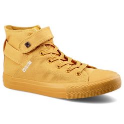 Żółte Trampki Big Star Damskie Obuwie Na Rzep. Żółte trampki BIG STAR, z aplikacjami, z gumy, retro, bez zapięcia. Za 85.00 zł.
