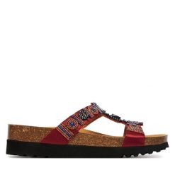 Klapki Scholl. Czerwone klapki Scholl, bez wzorów, bez obcasa, bez zapięcia. Za 319.99 zł.