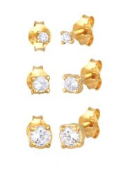 Elli Damskie kolczyki sztyfty zestaw 3 sztuk mieniące się cyrkoniami w srebrze próby 925 Kolczyki 1 ct. Kolczyki Elli, z cyrkonią, srebrne. Za 248.99 zł.