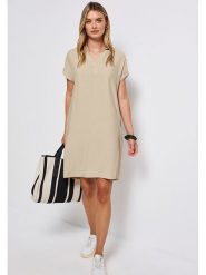 Street One Sukienka w kolorze beżowym rozmiar: 40. Brązowe sukienki Street One, na co dzień, bez wzorów, street, bez kołnierzyka, bez ramiączek, midi, proste. Za 139.87 zł.