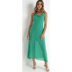 Zielona Sukienka Philice. Zielone sukienki Born2be, s, z aplikacjami, z tkaniny, glamour, bez kołnierzyka, bez ramiączek, maxi. Za 159.99 zł.