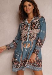 Niebieska Sukienka Uriris. Niebieskie sukienki Renee, s, bez wzorów, z zamszu, bez kołnierzyka, bez ramiączek, mini, koszulowe. W wyprzedaży za 83.99 zł.
