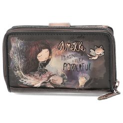 Brązowy Kompaktowy Damski Portfel Anekke. Brązowe portfele Anekke, z aplikacjami, z materiału. Za 199.00 zł.