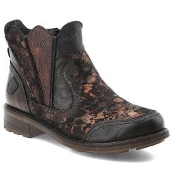 Botki damskie Maciejka, skórzane z ozdobnymi wzorami z okrągłym noskiem na płaskiej podeszwie i na zamek, brązowe, 07006-02-00-8. Brązowe botki Maciejka, bez wzorów, z jeansu, klasyczne, z okrągłym noskiem, bez obcasa, na obcasie, bez zapięcia. Za 429.00 zł.