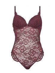 Hunkemöller Body Isadora 302441 Bordowy. Czerwone body i gorsety Hunkemöller, bez wzorów, z syntetyku, bez ramiączek. Za 199.99 zł.