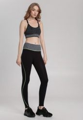 Czarno-Zielone Legginsy Sabrigoria. Czarne legginsy Renee, l, bez wzorów, z jeansu. W wyprzedaży za 29.99 zł.