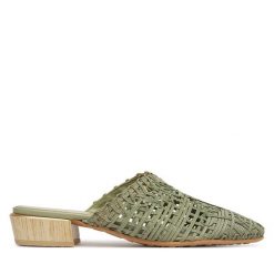 Klapki Hispanitas. Zielone klapki Hispanitas, bez wzorów, bez obcasa, bez zapięcia. Za 549.99 zł.