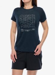 Koszulka merino damska Odlo Merino Tencel Hyper Map Crew Neck S/S. Niebieskie t-shirty sportowe ODLO, s, bez wzorów, z lyocellu, bez ramiączek. Za 324.99 zł.