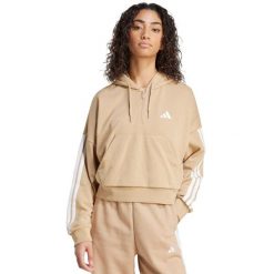 Adidas Essentials French Terry Hoodie Quarter Zip - damska bluza bawełniana. Brązowe bluzy adidas, s, bez wzorów, z bawełny, klasyczne, bez ramiączek, z kapturem. Za 275.40 zł.