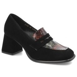 Czarne Półbuty Clasicco Eleganckie Skórzane Buty Damskie. Czarne półbuty wsuwane Clasicco, bez wzorów, eleganckie, bez obcasa, na słupku. Za 319.00 zł.