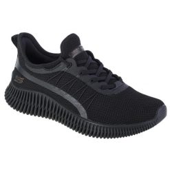 Buty sportowe Sneakersy damskie, Skechers Bobs Geo-New Aesthetics. Czarne buty treningowe Skechers, bez wzorów, z materiału, przed kostkę, bez zapięcia, trekkingowe. Za 299.99 zł.