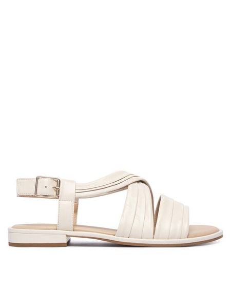 Caprice Sandały 9-28100-46 Kremowy. Białe sandały Caprice, bez wzorów, ze skóry, bez obcasa, na płaskiej podeszwie, bez zapięcia. Za 234.99 zł.