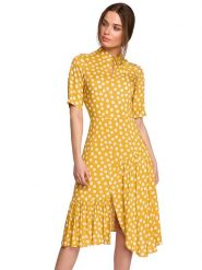 Stylove Sukienka w kolorze żółtym ze wzorem rozmiar: S. Żółte sukienki Stylove, s, bez wzorów, z wiskozy, bez kołnierzyka, bez ramiączek, midi. Za 229.95 zł.