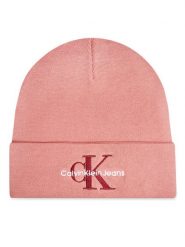 Calvin Klein Czapka Mono Logo Embro K60K612668 Różowy. Czerwone czapki zimowe Calvin Klein, bez wzorów, z bawełny. Za 219.99 zł.