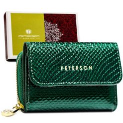 Portfel damski Peterson PTN 423229-DSL zielony. Zielone portfele Peterson, bez wzorów, ze skóry. Za 74.99 zł.