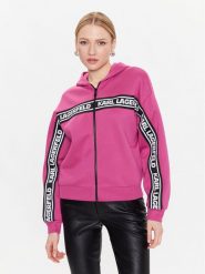 KARL LAGERFELD Bluza Double 226W1806 Różowy Regular Fit. Czerwone bluzy KARL LAGERFELD, s, bez wzorów, z wiskozy, bez kaptura. Za 589.99 zł.