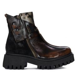 Botki Maciejka. Żółte botki Maciejka, bez wzorów, bez obcasa, na płaskiej podeszwie, bez zapięcia. Za 419.99 zł.