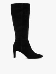Czarne kozaki z szeroką cholewką. Czarne kozaki Brawo sp. z o.o., bez wzorów, ze skóry, eleganckie, bez obcasa, na szpilce, bez zapięcia. Za 629.99 zł.