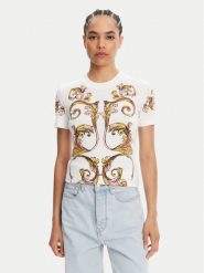 Versace Jeans Couture T-Shirt 78HAH6P8 Biały Slim Fit. Białe t-shirty Versace Jeans Couture, l, bez wzorów, z bawełny, bez kołnierzyka, bez ramiączek. Za 609.99 zł.