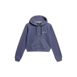 Damska bluza z kapturem zapinana na zamek Superdry Essential. Niebieskie bluzy Superdry, bez wzorów, bez ramiączek, z kapturem. Za 332.10 zł.