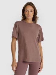 4F T-shirt oversize z modalem damski - brązowy XS. Brązowe t-shirty 4f, xl, bez wzorów, z jersey, klasyczne, bez kołnierzyka, bez ramiączek. W wyprzedaży za 79.99 zł.