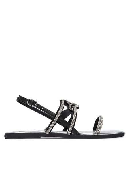 KARL LAGERFELD Sandały Olympia II KL87425C Czarny. Czarne sandały KARL LAGERFELD, bez wzorów, ze skóry, bez obcasa, na płaskiej podeszwie, bez zapięcia. Za 455.99 zł.