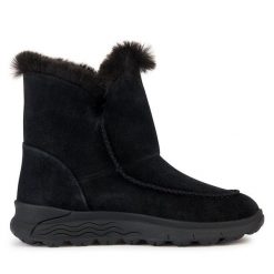 Śniegowce Geox. Czarne śniegowce Geox, bez wzorów, bez zapięcia. Za 799.99 zł.