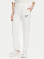 PINKO Spodnie dresowe Plumcake 104790 A2G8 Biały Regular Fit. Białe spodnie dresowe Pinko, bez wzorów, z bawełny. Za 589.99 zł.