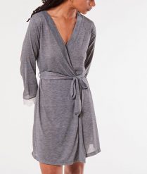 Warm Day Szlafrok - S - Szary - Etam. Szare szlafroki damskie Etam, s, bez wzorów, z koronki, bez ramiączek. Za 149.90 zł.