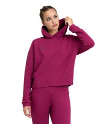 Bluza damska z kapturem bawełniana Arena Hooded. Fioletowe bluzy z kapturem Arena, s, z aplikacjami, z bawełny, z kapturem, na fitness i siłownię. Za 201.98 zł.