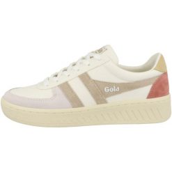 Buty do chodzenia damskie Gola Grandslam Trident 2024. Białe buty treningowe Gola, bez wzorów, z materiału, bez zapięcia, trekkingowe. Za 389.00 zł.