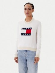 Tommy Jeans Sweter Colorblock Flag DW0DW20970 Biały Regular Fit. Białe swetry Tommy Jeans, l, bez wzorów, z jeansu, bez ramiączek. Za 339.99 zł.