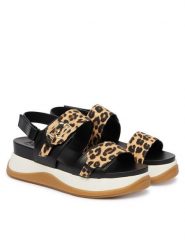 Liu Jo Sandały Fiona 02 BA6087 EX123 Czarny. Czarne sandały Liu Jo, bez wzorów, ze skóry, bez obcasa, na płaskiej podeszwie, bez zapięcia. Za 599.99 zł.