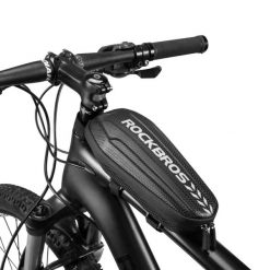 Torba rowerowa Rockbros na kierownicę lub ramę. Czarne torebki klasyczne ROCKBROS, bez wzorów, sportowe, bez dodatków. Za 69.99 zł.