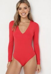 Czerwone Body z Okrągłym Dekoltem i Długim Rękawem Zailea. Czerwone body i gorsety Born2be, bez wzorów, z jeansu, bez ramiączek. Za 79.99 zł.